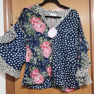 Umgee multi print blouse